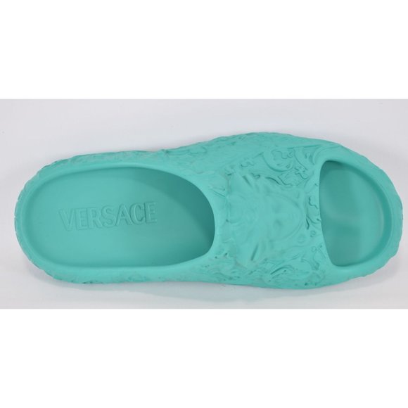 NEW Versace Men\'s BAROQUE MEDUSA Turquoise Rubber Pool Slides Sandals Size 44 11 main image 7